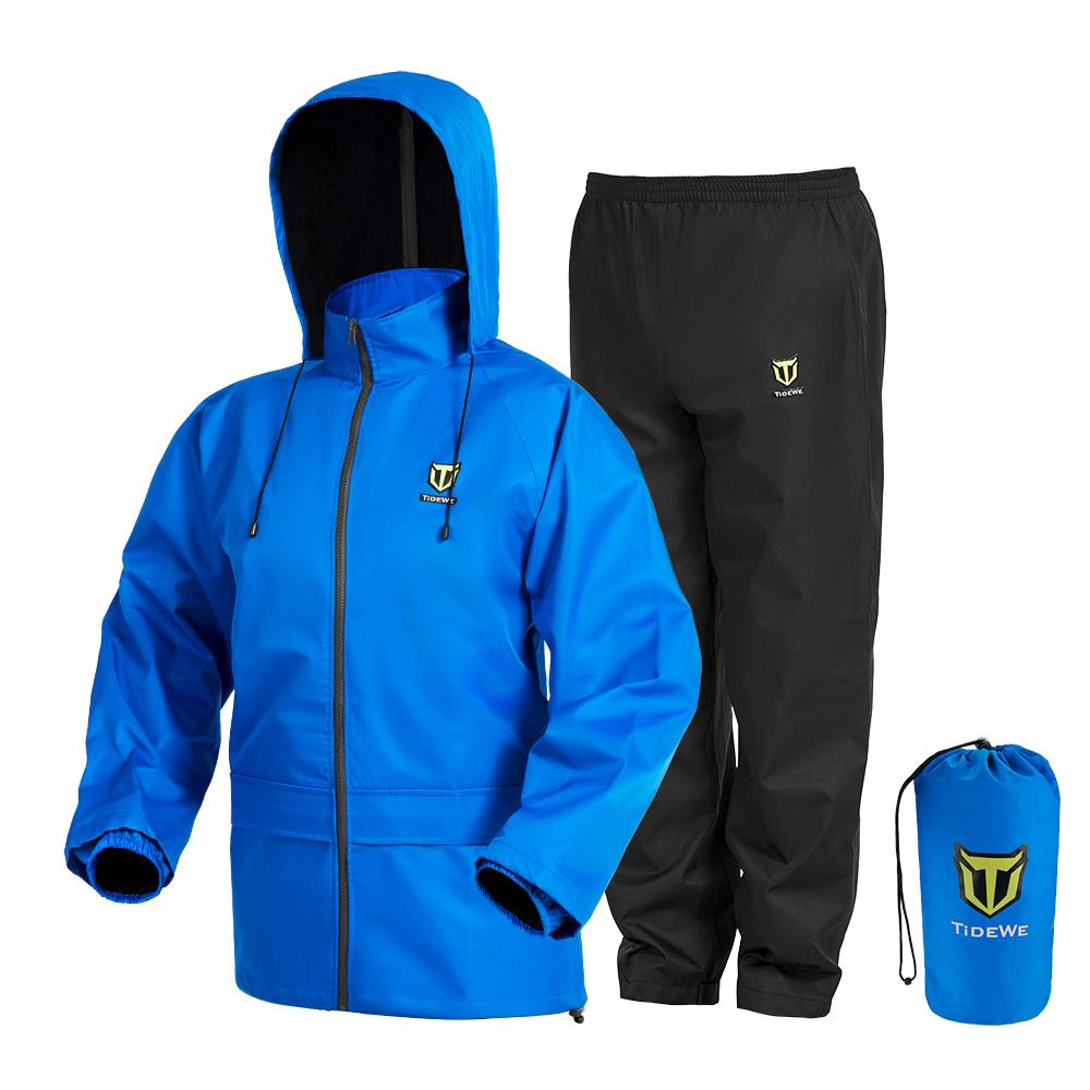 TideWe Rain Suit, Waterproof Breathable Lightweight Rainwear Rain Coat & Pant Blue