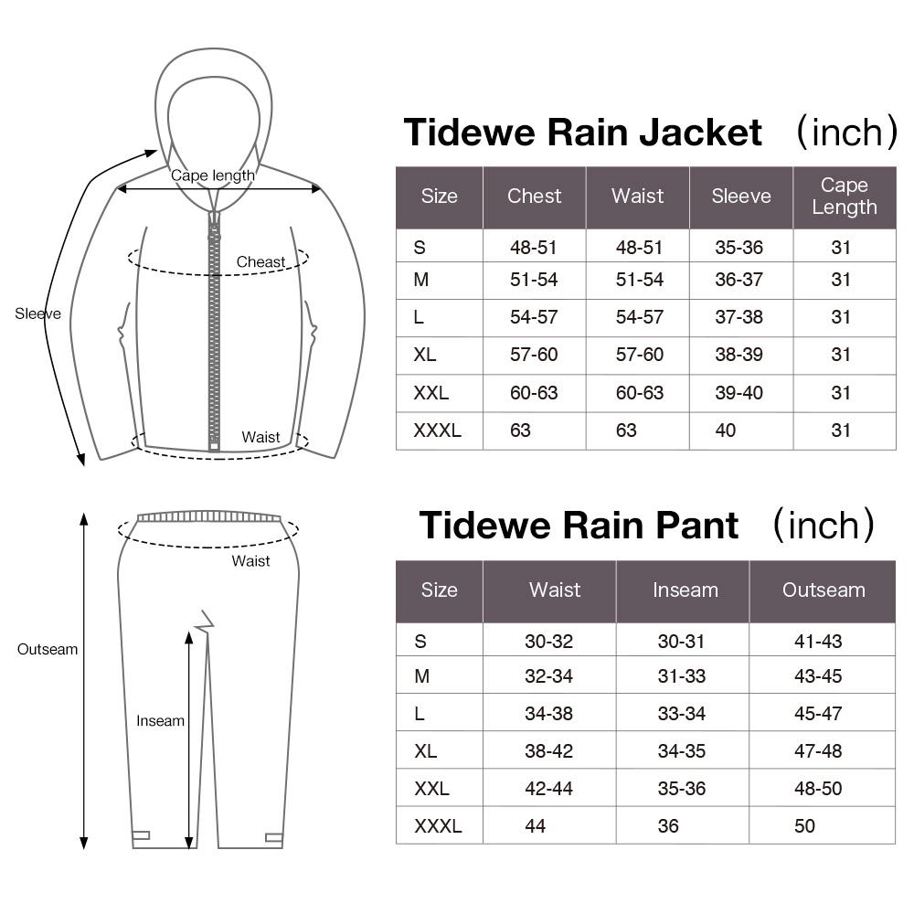 TideWe Rain Suit, Waterproof Breathable Lightweight Rainwear Rain Coat & Pant Blue