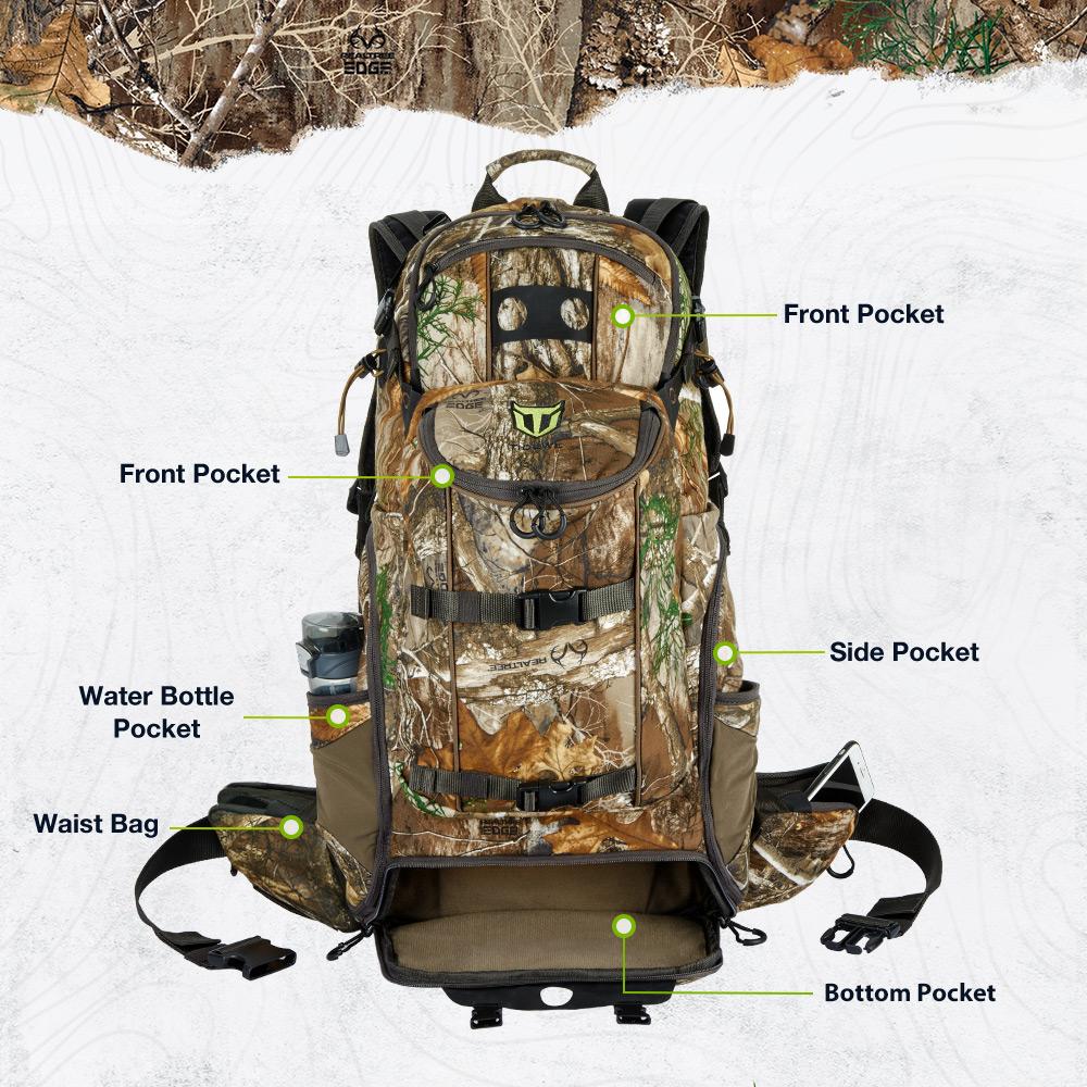 TideWe Hunting Pack 3400cu, Silent Frame Hunting Backpack for Bow/Rifl