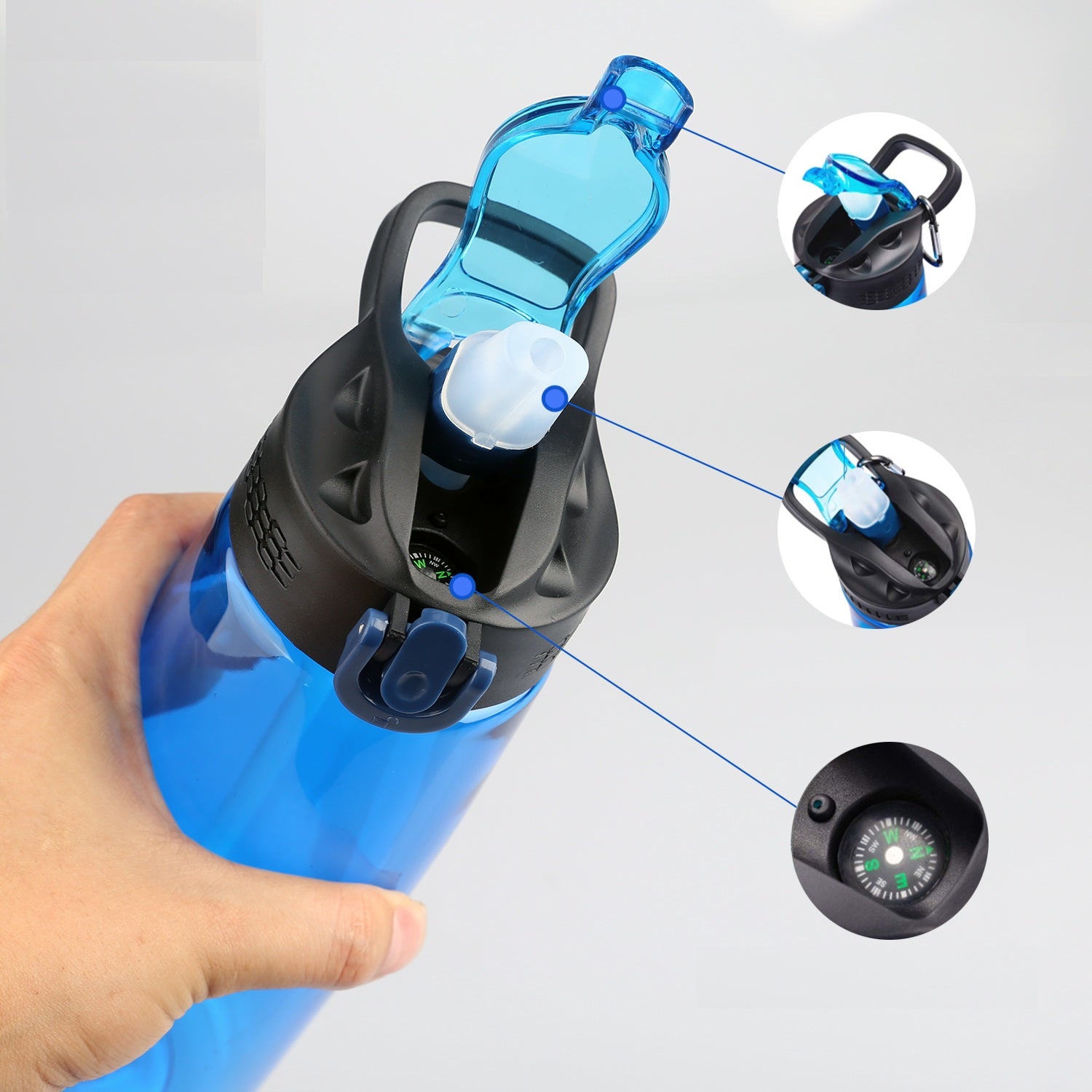 Go Water Filter Bottle  650ml (Blue)