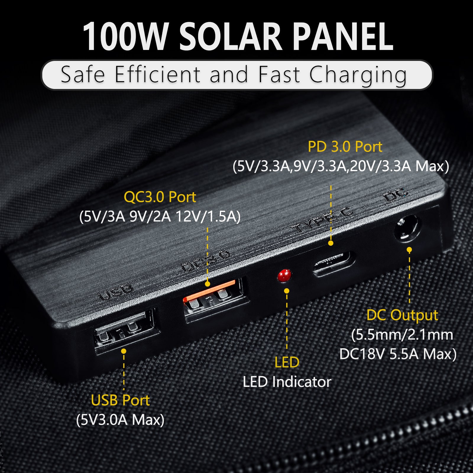 ROCKSOLAR 100W 12V Foldable Solar Panel Portable USB Solar Battery Charger