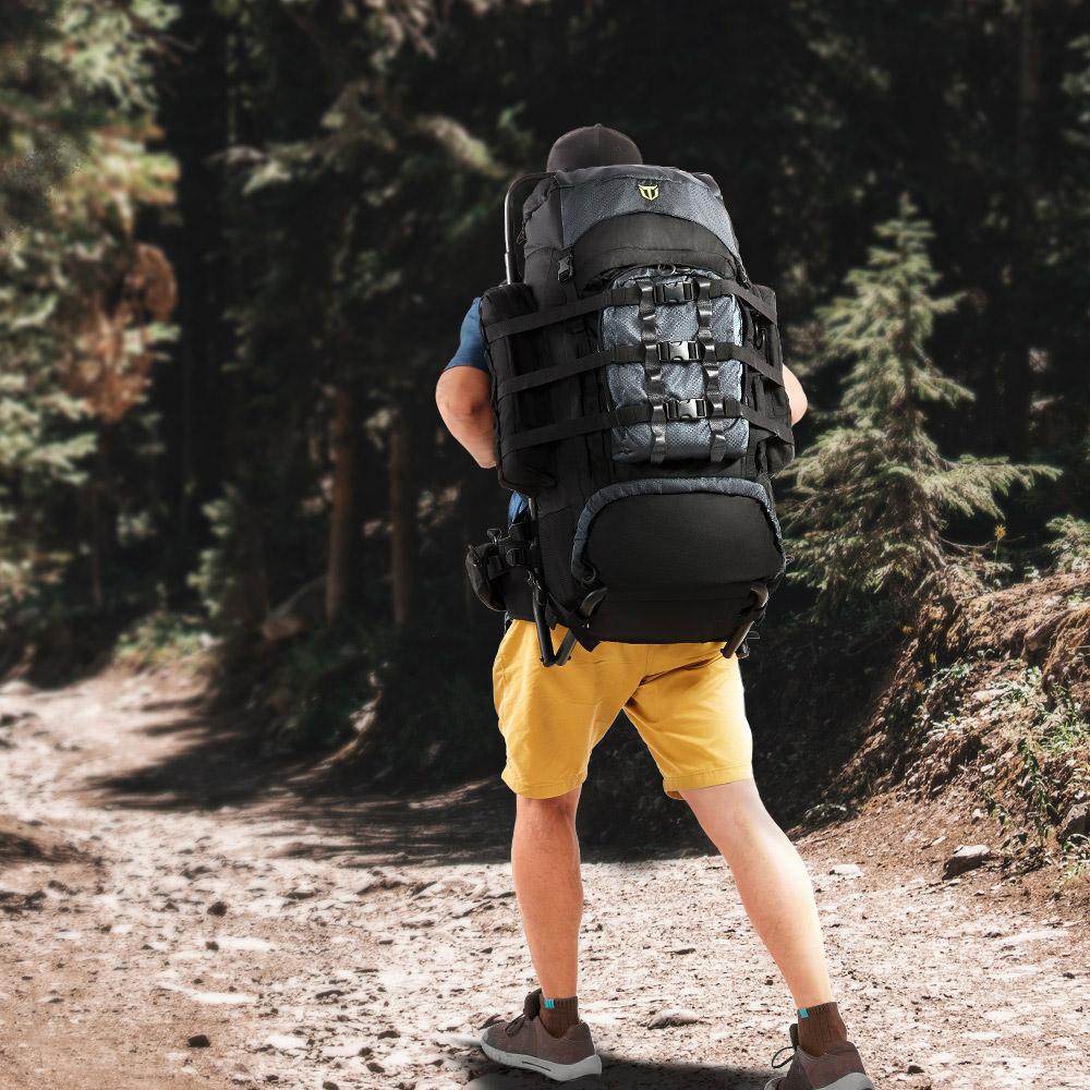 TideWe 5500cu Camping Hiking Backpack External Frame Traveling Daypack